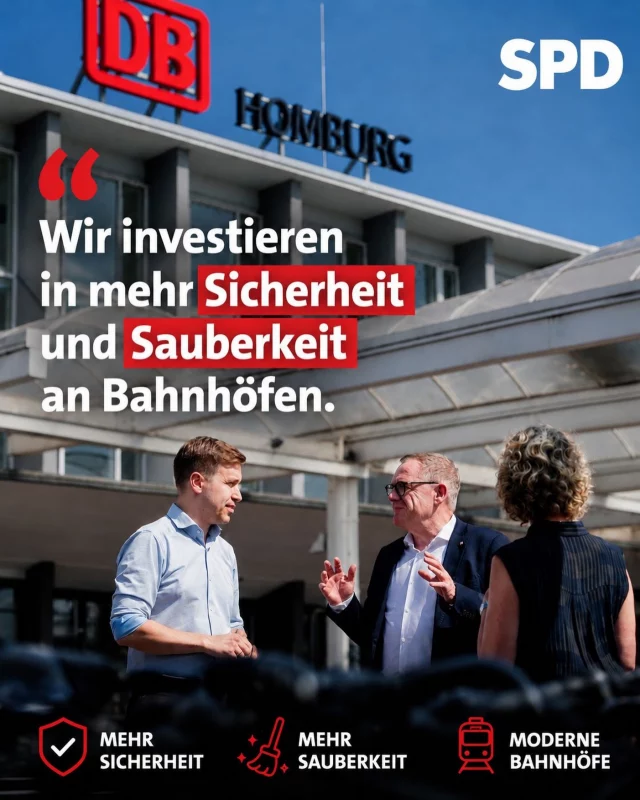 🚉 Mehr Sicherheit und Sauberkeit an saarländischen Bahnhöfen!

Der Bund investiert gemeinsam mit der Deutschen Bahn in attraktivere und modernere Bahnhöfe – auch bei uns im Saarland. 💪

Davon profitieren im Wahlkreis Homburg unter anderem die Bahnhöfe in Bexbach, Homburg, Neunkirchen, St. Ingbert und Sulzbach.

Die Bahnhöfe sind für viele der erste Eindruck und damit die Visitenkarte einer Stadt oder Gemeinde – für Pendler, Reisende und Gäste.

Im Rahmen des Sofortprogramms setzt die Deutsche Bahn auf:
✅ mehr Sicherheitskräfte
✅ moderne Kamera- und Videotechnik
✅ zusätzliche Reinigungen
✅ schnellere Reparaturen durch mobile Handwerksteams

Ich finde: Jede Investition in unsere Bahnhöfe ist nicht nur richtig, sondern längst überfällig. Vereinzelt verwahrlosen Bahnhöfe zu stark – das müssen wir stoppen.
Insgesamt profitieren 28 Bahnhöfe im Saarland vom Sofortprogramm der Deutschen Bahn und des Bundesverkehrsministeriums. 

In meinem heimischen Wahlkreis werden folgende Bahnhöfe gefördert:
▪ Bexbach
▪ Bierbach
▪ Fischbach-Camphausen
▪ Homburg (Saar) Hbf
▪ Limbach
▪ Neunkirchen (Saar) Hbf
▪ St. Ingbert
▪ Sulzbach (Saar)


#Saarland #Bahnhof #Mobilität #Sicherheit #DeutscheBahn SPD Homburg Neunkirchen StIngbert