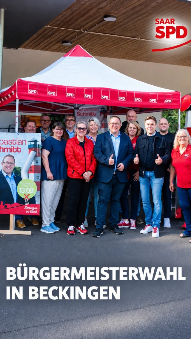 👋 Beckingen aufgepasst!

Morgen in einer Woche, am 13. September, findet die Bürgermeisterwahl in Beckingen statt. 🗳️

Und mit @sebastian.schmitt.spd kandidiert genau der Richtige für dieses Amt: erfahren, bestens vernetzt und vor allem bodenständig.

Deshalb: Geht wählen und unterstützt Sebastian Schmitt! 💪🌹